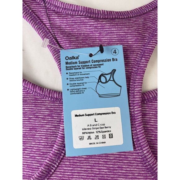 Oalka Womens Racerback Sports Bras Fitness Medium Support Workout Running  L - Picture 6 of 6